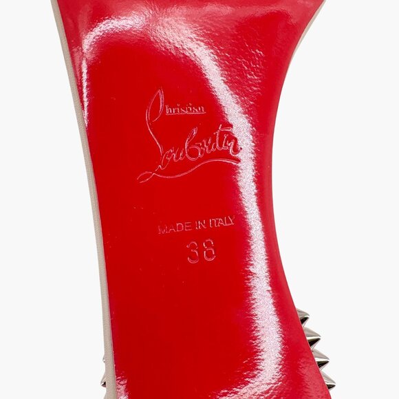 Christian Louboutin So Me Beige Leather Spike Sandals High Heels Size 38 US 8 - Picture 13 of 14
